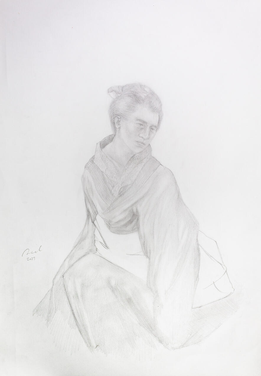 Let me remember only this preparatory drawing (plain obi)